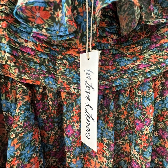 For Love & Lemons Brittany Floral Print Long Sleeve Midi Dress - Picture 10 of 12